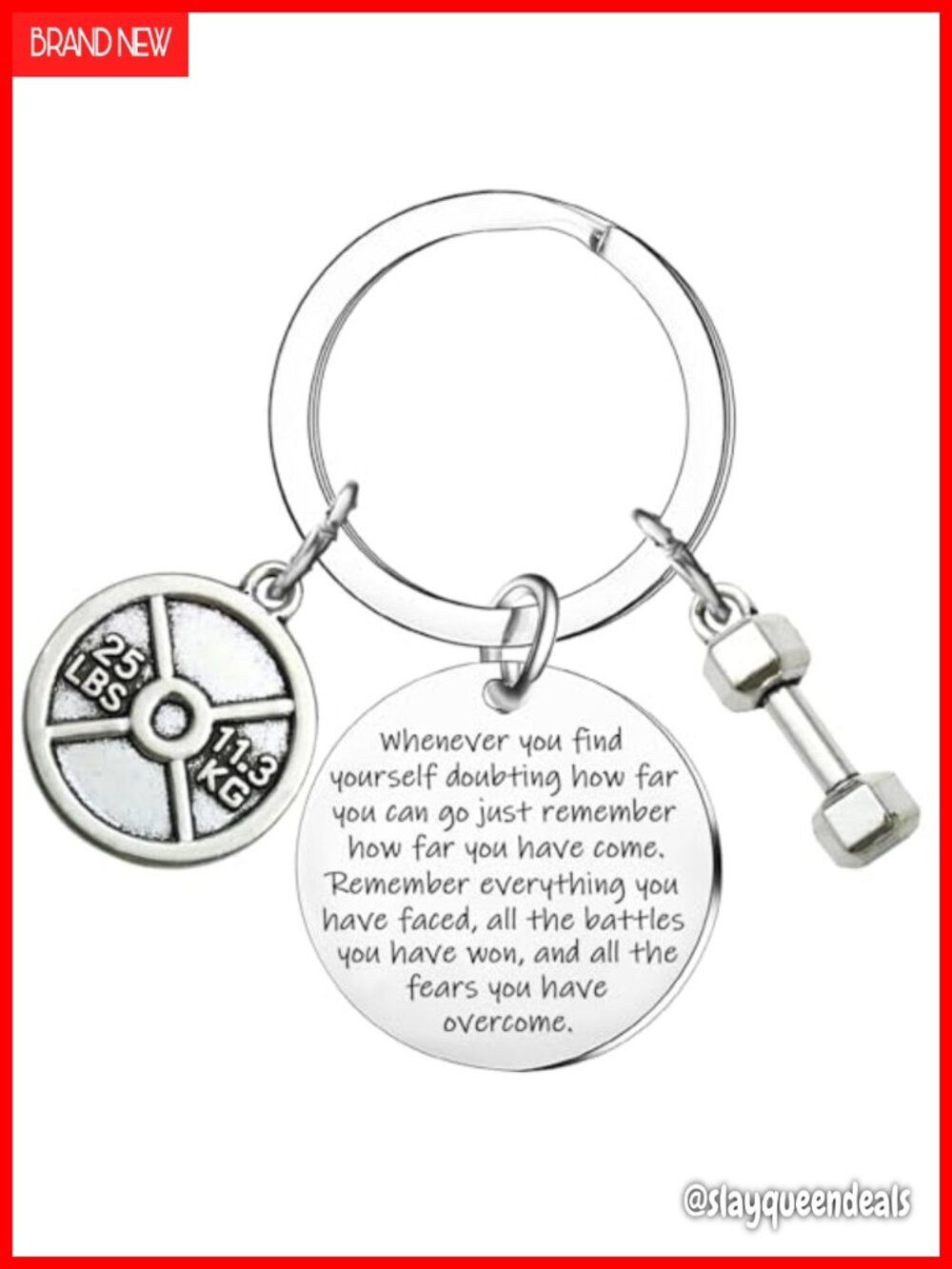 Stainless Steel Dumbbell Workout Keychain Gym Motivational Gift